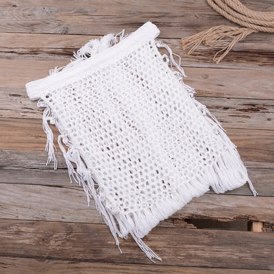 Handwoven Cutout Maxi Skirt Beachwear Swimwear White mesjo