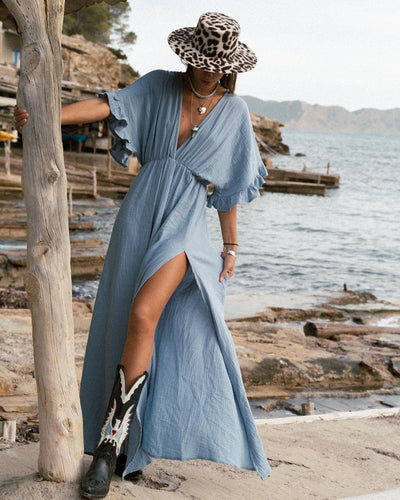 Solid Color Beach Cover-up Dress Beachwear mesjo