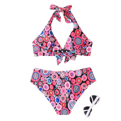 Women's Printed High Waist Split Bikini Suit mesjo