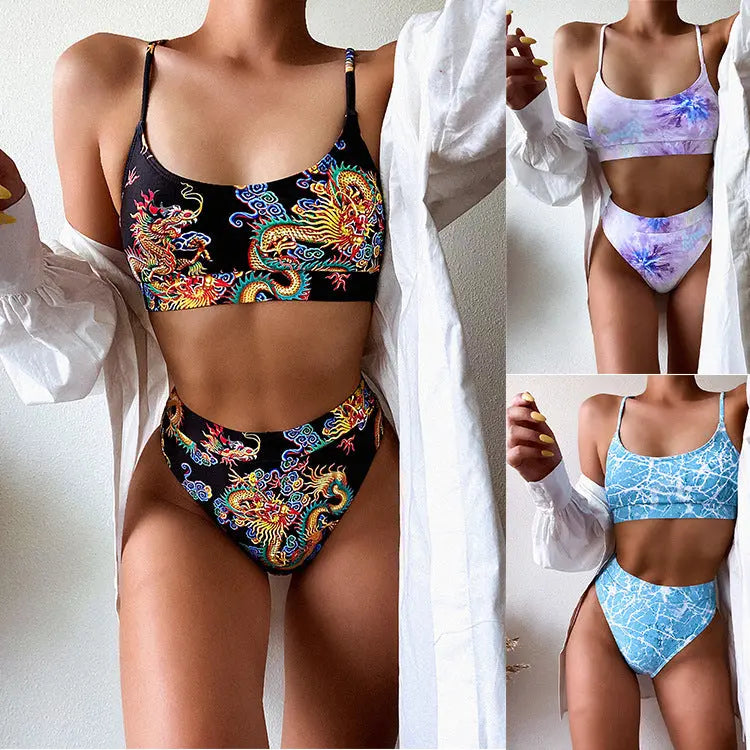 Bikini Split Print Swimsuit Multi Colors