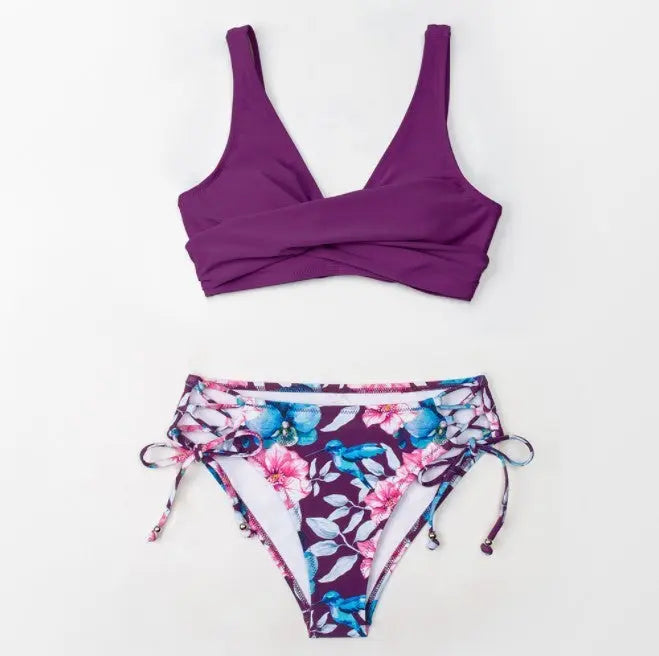 Bold Contrast Pattern Bikini Set H