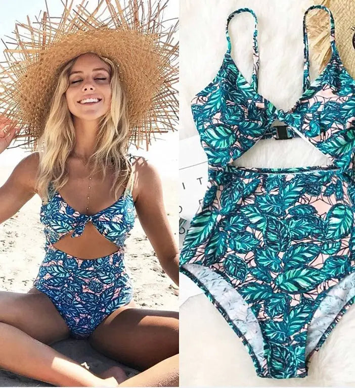 Contrast Printed Swimsuit bikini E