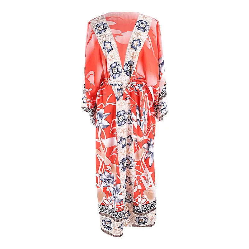 Cotton Beach Cover up Print Kaftan Robe Beachwear 6style One size fits all