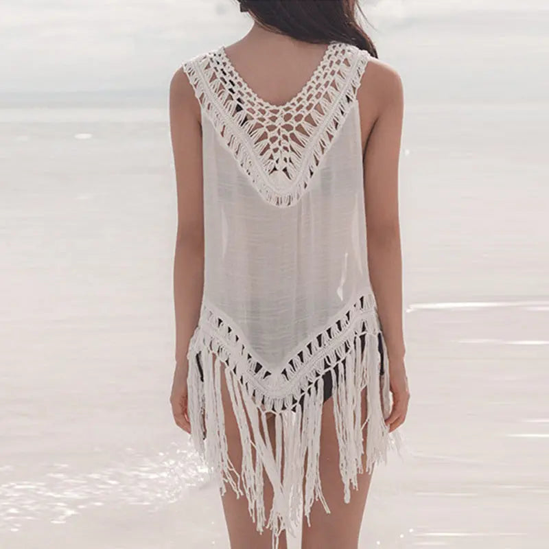 Cover Up Beach Wear Tassel Bikini One Piece Robe Swimwear