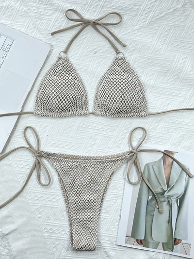 Split Tie-Sides Thong Triangle Swimwear Bikini Beachwear mesjo
