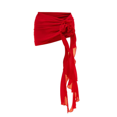 Hollow One-Piece & Skirt Set Red Skirt mesjo