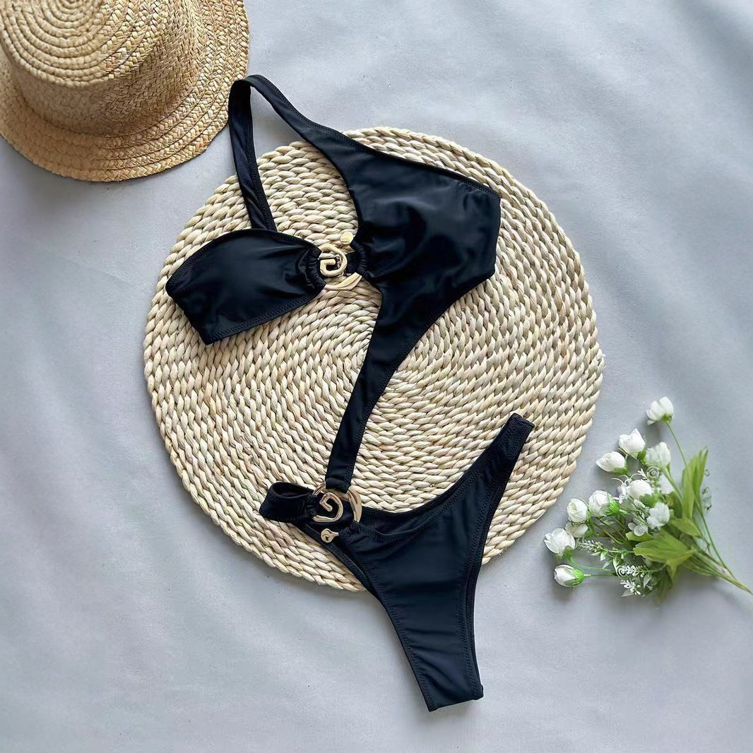 Cross Shoulder Personalized Printed Bikini mesjo