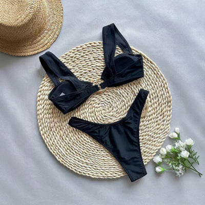 Cross Shoulder Personalized Printed Bikini mesjo
