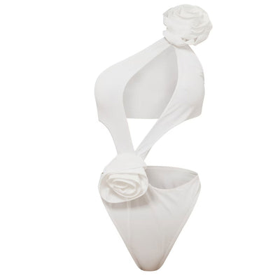Hollow One-Piece & Skirt Set White Swimsuit mesjo