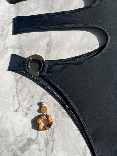 One-shoulder Side Hollow One Piece Beachwear Swimwear mesjo