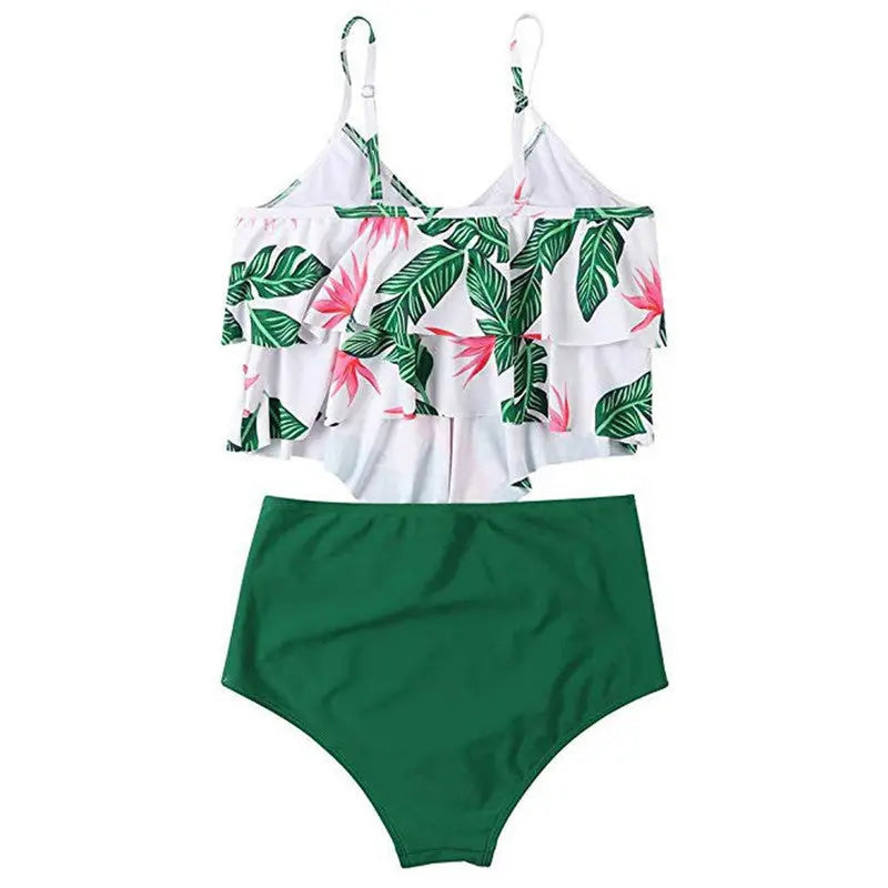 Ruffled bikini swimsuit Green