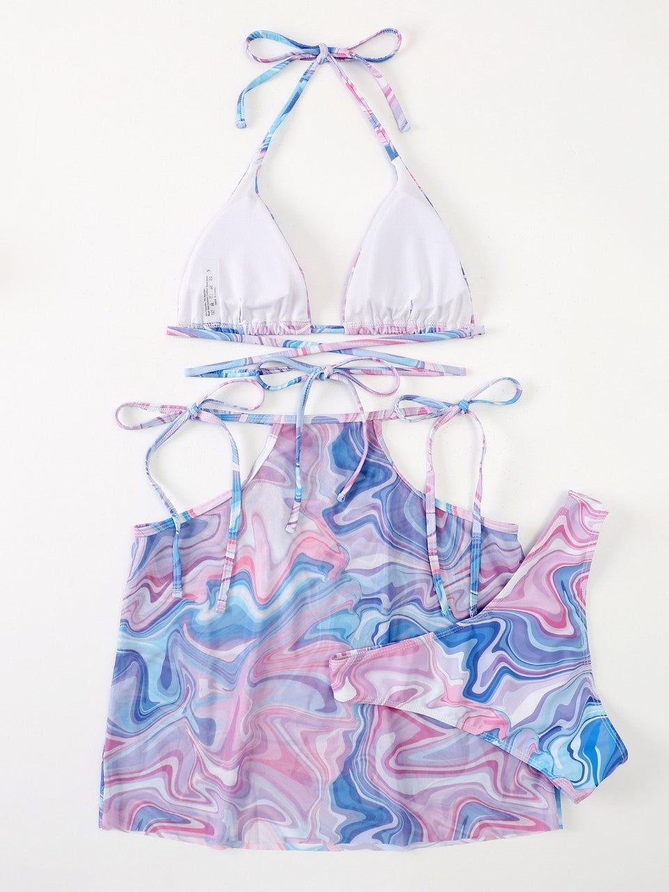 Tie Dye Three Piece Bikini with Skirt Beachwear mesjo