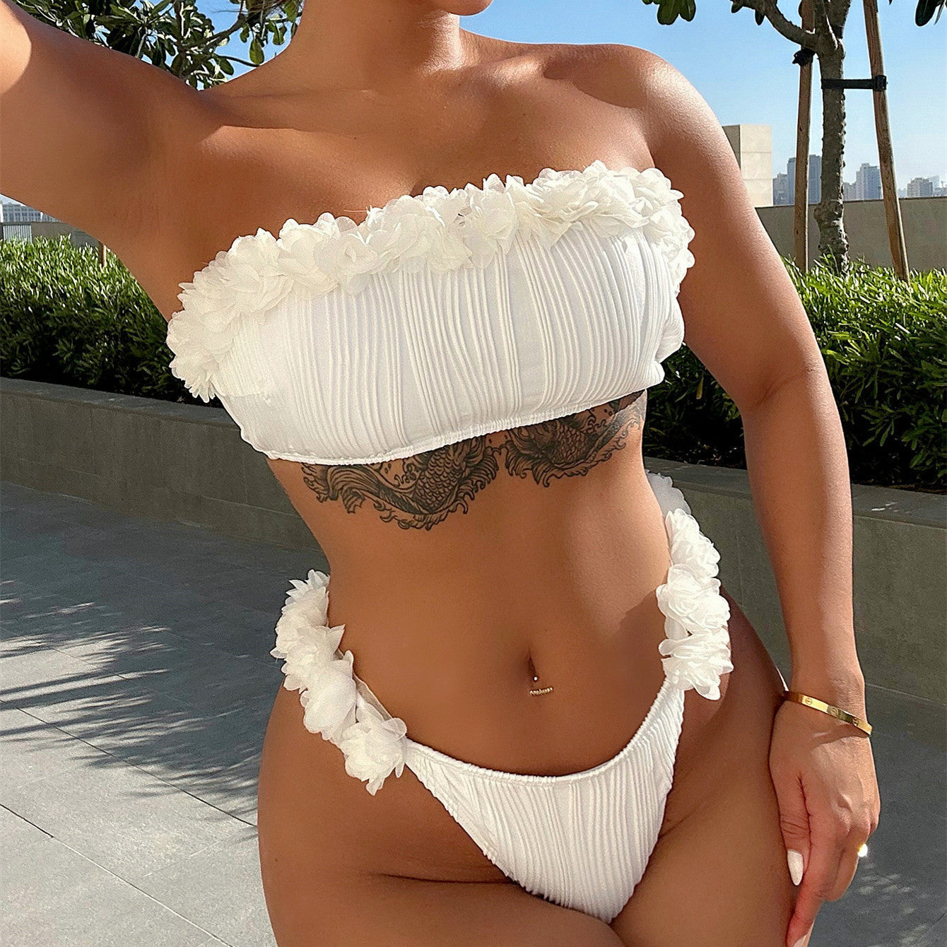 Skirted Tube Top Seperated Swimwear Bikini Beachwear mesjo