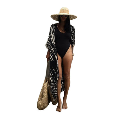 Boho Printed Cover-up Fringed Cardigan Tunic Beachwear mesjo