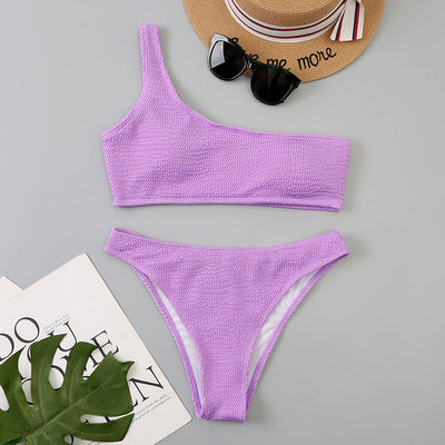 Wavy One-Shoulder Bikini Purple mesjo