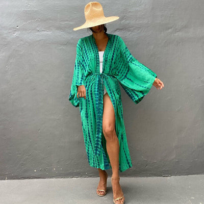 Printed Loose Sun Protection Cover up Blouse Beachwear mesjo