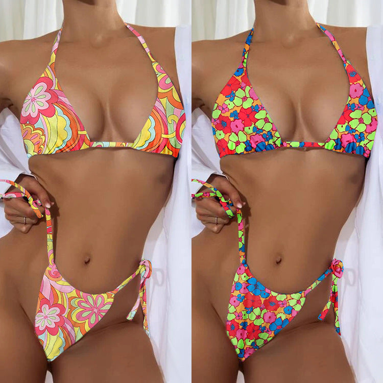 Floral Pattern Drawstring Bikini Swimwear Beachwear mesjo