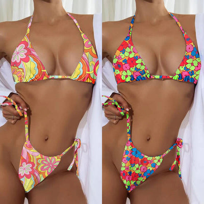 Floral Pattern Drawstring Bikini Swimwear Beachwear mesjo