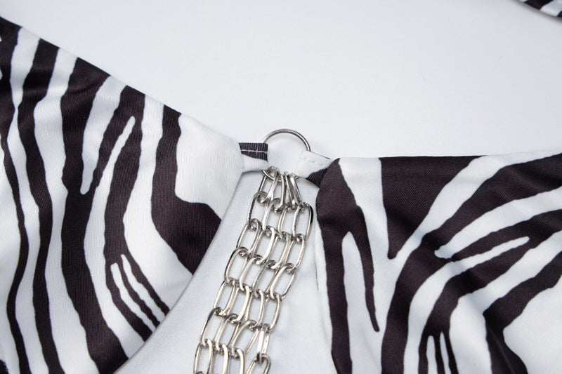 Printed Tether Chain Micro Bikini Beachwear Swimwear mesjo