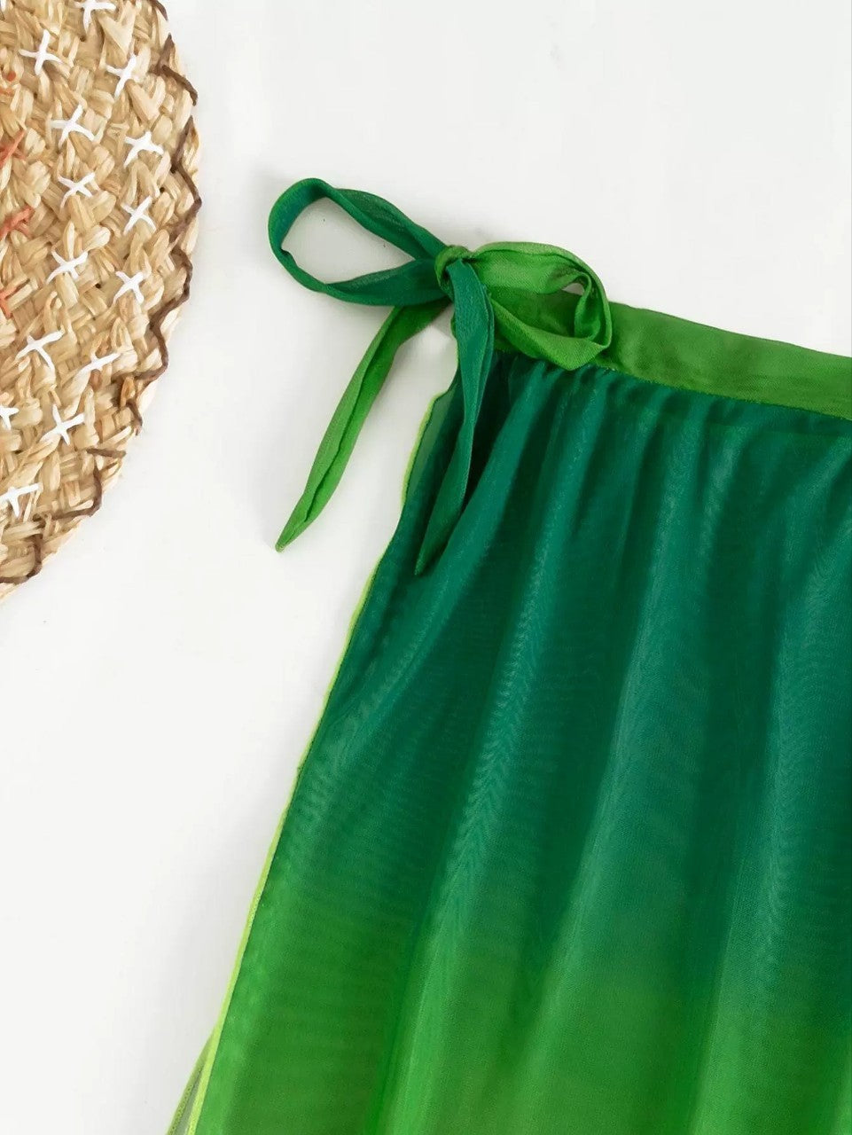 Green Gradient Bikini with Skirt Three Piece Beachwear Swimwear mesjo