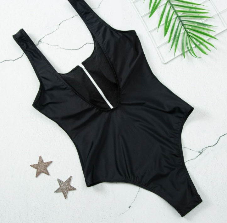 Bikini Zip Stripe One Piece Swimsuit mesjo