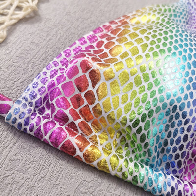 Gradient Snake Print Leather Cloth Triangle Banded Bikini mesjo
