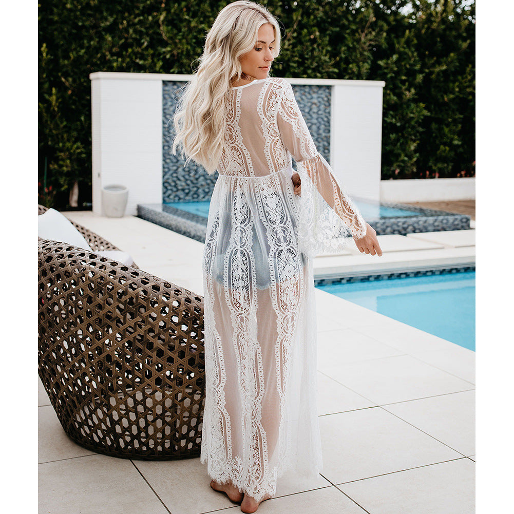 Net Sun Protection Long Beach Cover Up mesjo