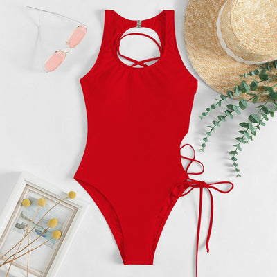 Strap Back Hollow Out One Piece Swimsuit mesjo