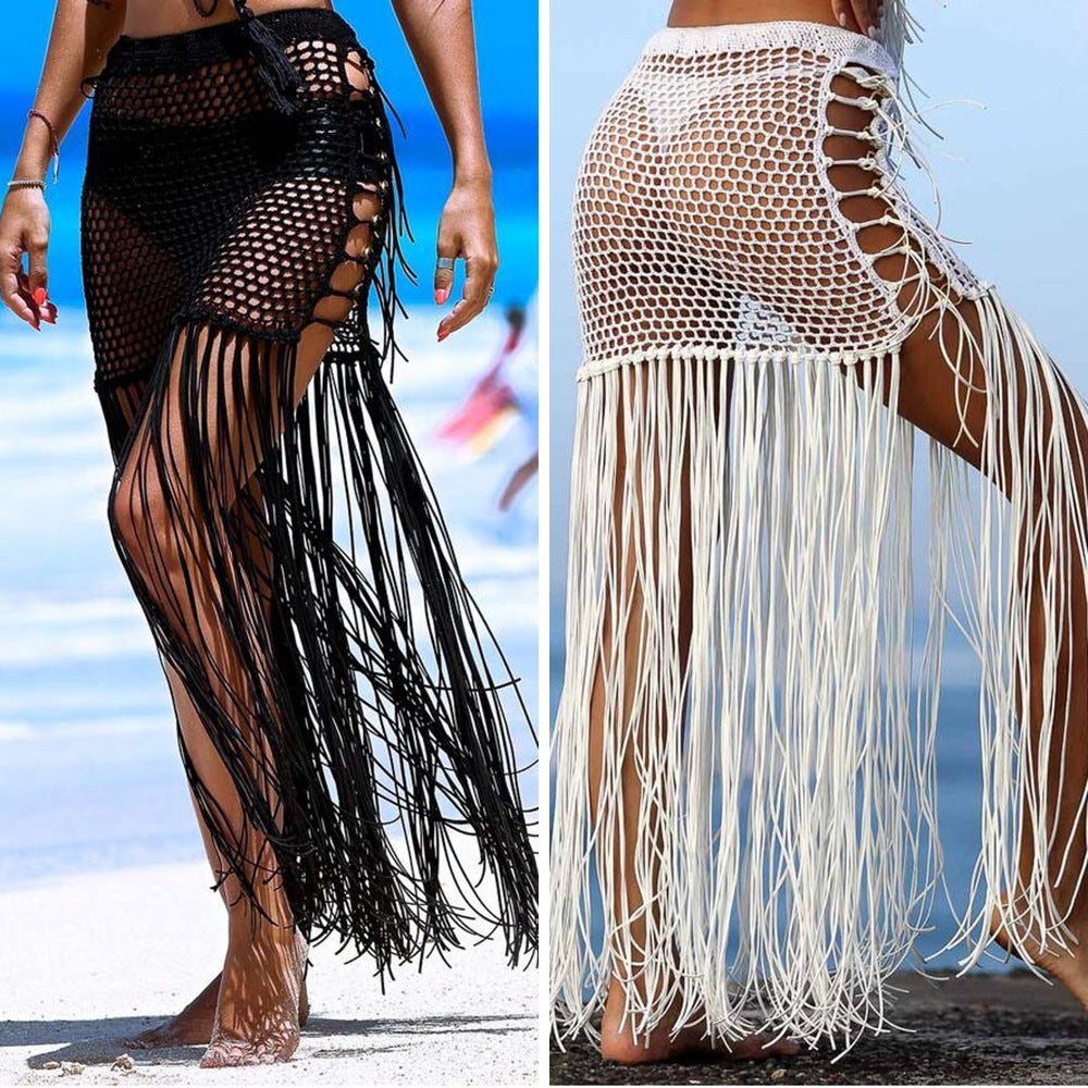 Handwoven Cutout Maxi Skirt Beachwear Swimwear mesjo