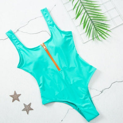 Bikini Zip Stripe One Piece Swimsuit mesjo