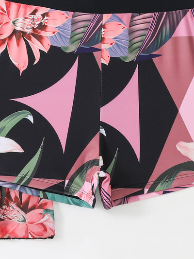 Three-Piece Printed Split Strap Tube Top Bikini Beachwear mesjo