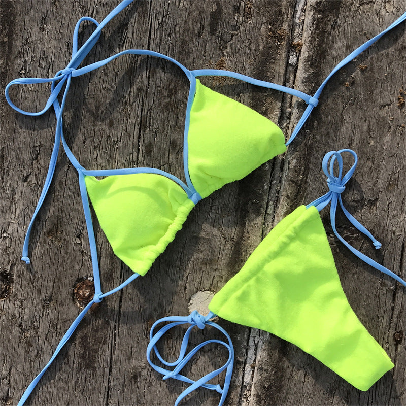 Sporty Split Bikini Swimwear Fluorescent Green mesjo