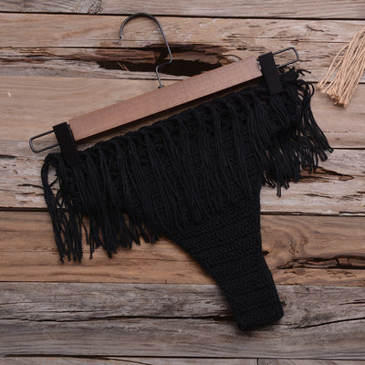 Hand-woven Hollow Tassel Split Bikini Beachwear Swimwear mesjo