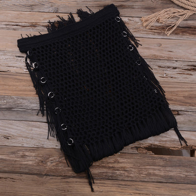 Handwoven Cutout Maxi Skirt Beachwear Swimwear Black mesjo