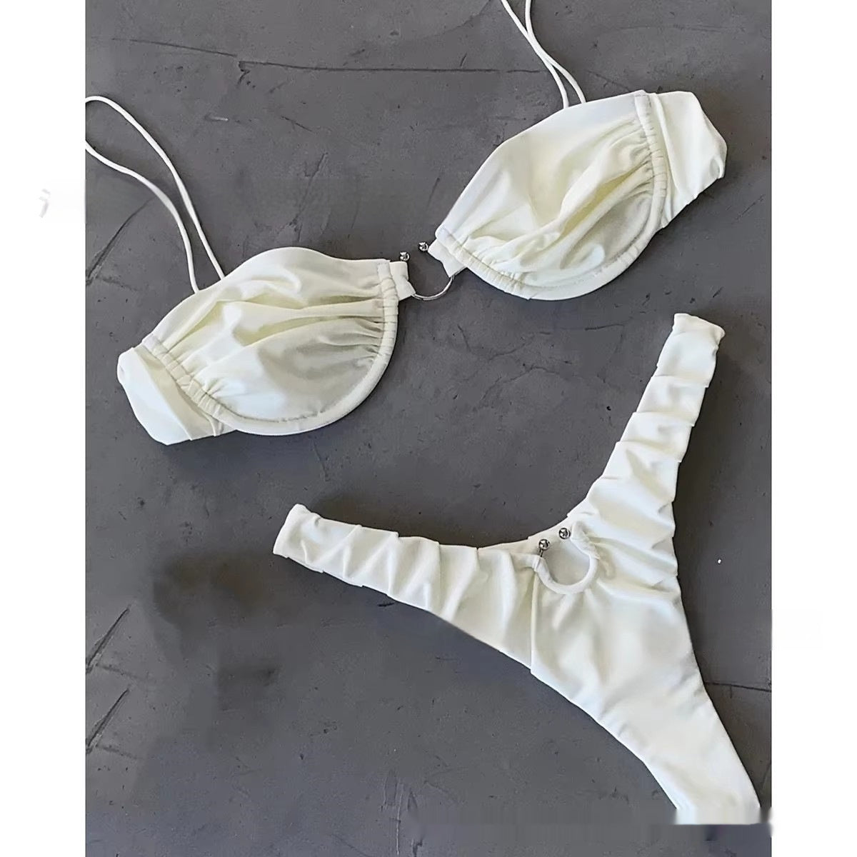 Micro Bikini Two-Piece Set Beachwear Swimwear White mesjo