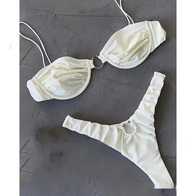 Micro Bikini Two-Piece Set Beachwear Swimwear White mesjo