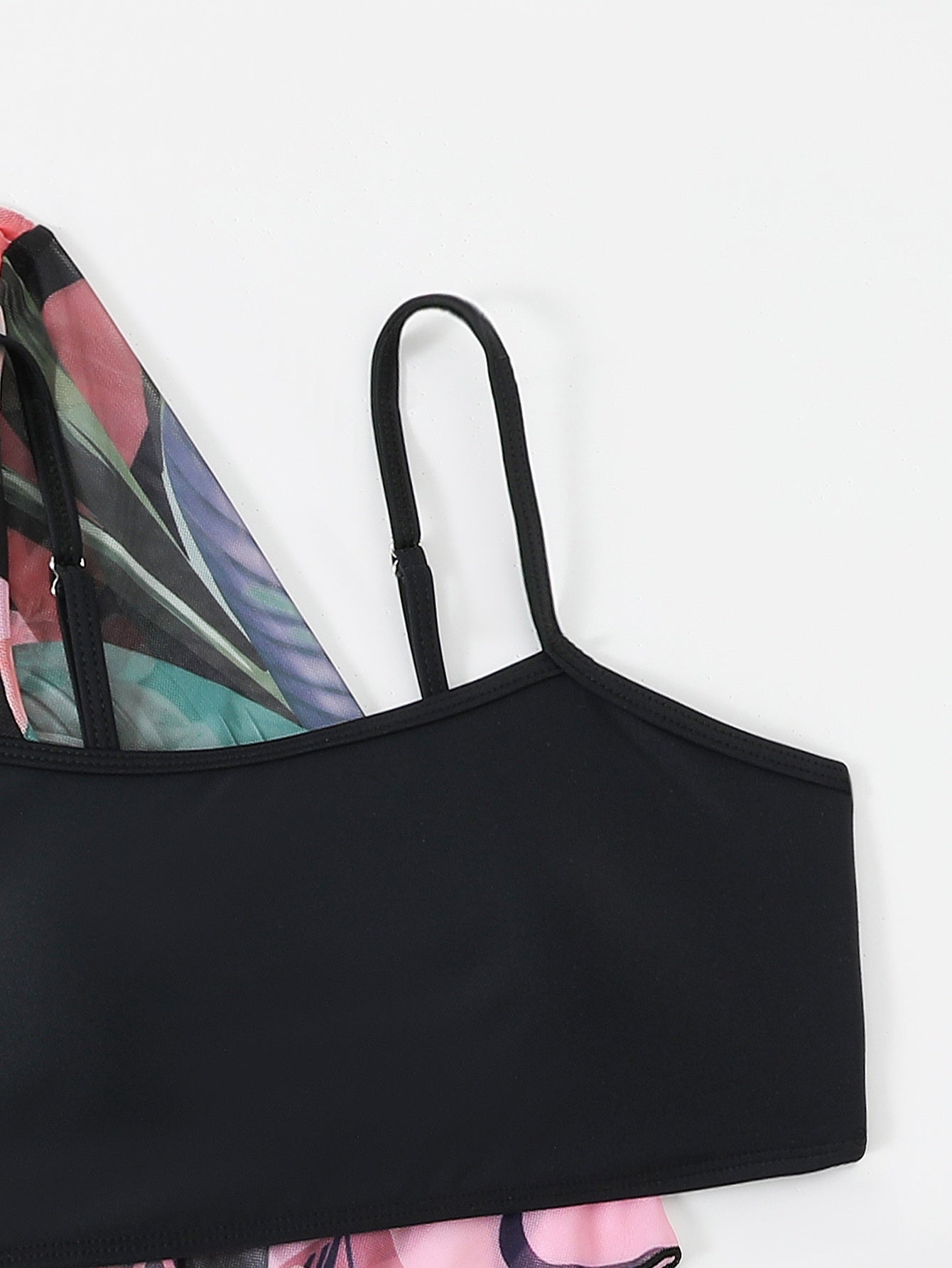 Three-Piece Printed Split Strap Tube Top Bikini Beachwear mesjo