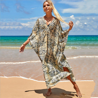 Outer Seaside Beach Blouse Skirt Swimsuit Coverup Serpentine Polyester One size mesjo